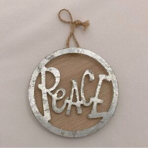 Rustic Metal Cutout Peace Christmas Ornament